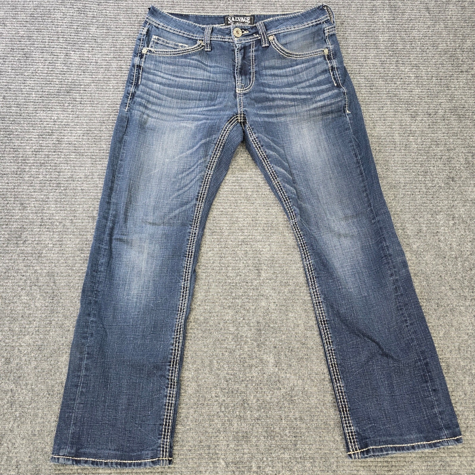Salvage Supply Co Buckle Jeans Mens 32×30 Blue Relaxed Straight Heavy Stitch