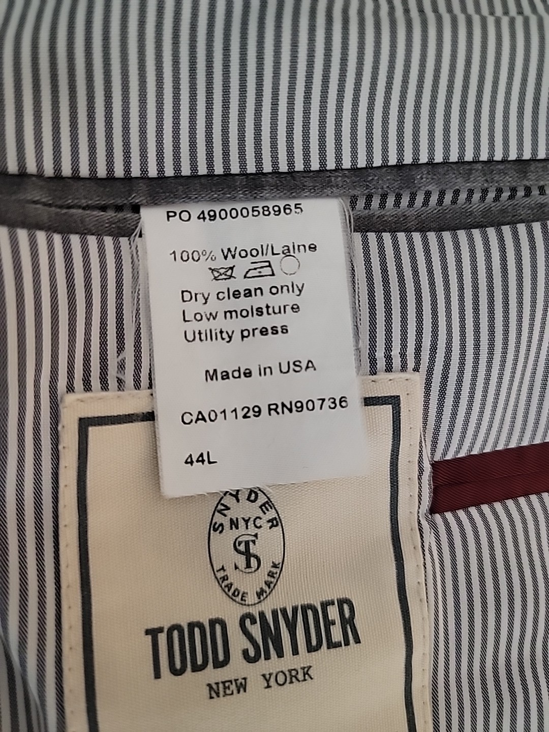 Todd Snyder Mayfair Fit Blazer 44L Wool Micro Check Made in USA Sport Coat Gray
