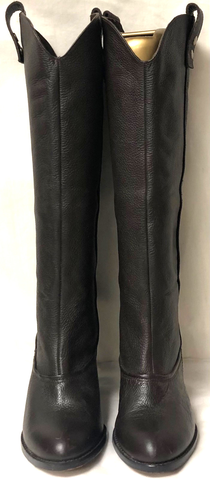 JESSICA BENNETT TALL WESTERN CAMPUS RIDING BOOTS BROWN LEATHER STACK HEEL SZ 6M