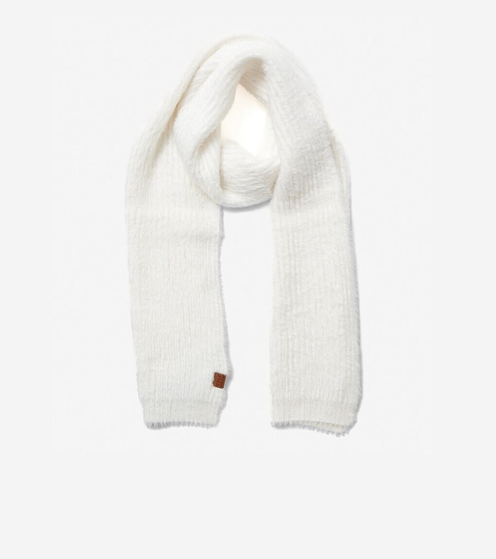 Cole Haan Plush Scarf Ivory White NWT Around Long 64″ Inches (U06518)