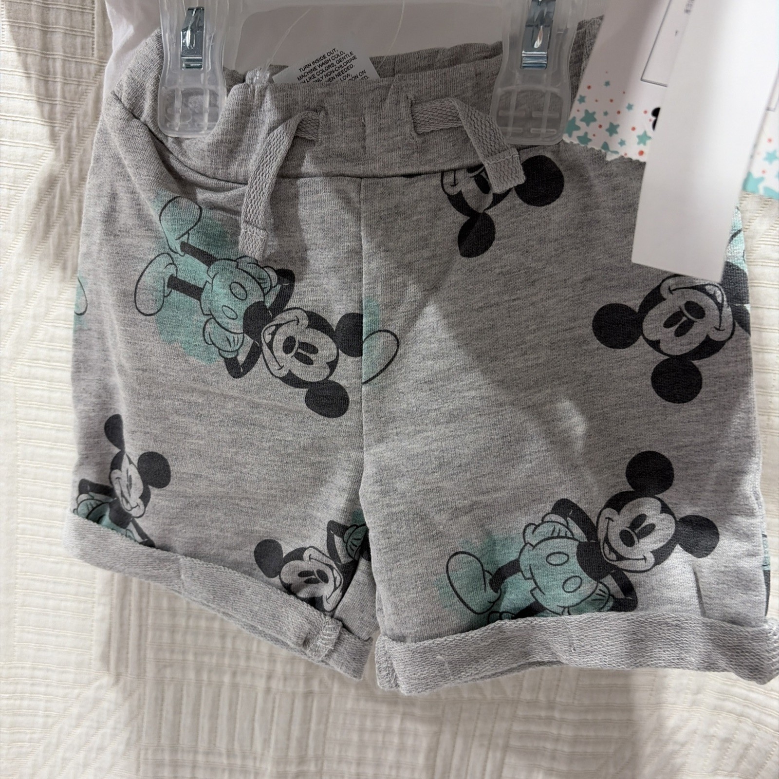 Disney Baby 3 Piece Mickey Mouse Gray Knit Short Outfit Size 3/6 M NWT