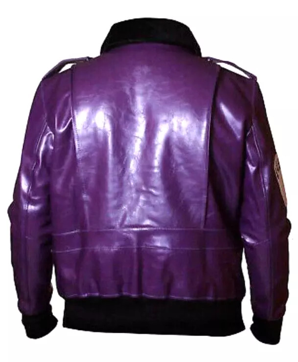 Batman Henchmen Joker Goon Purple Bomber Jacket Fur Collar Cosplay Costume