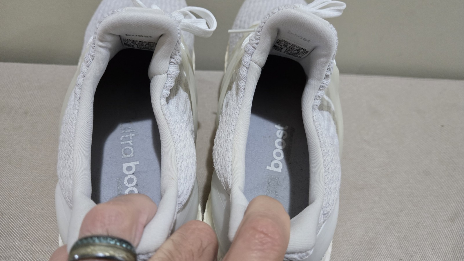 ADIDAS ULTRA BOOST 3.0 2017 TRIPLE WHITE GREY RUNNING SHOES MENS SZ 10.5 NICE!