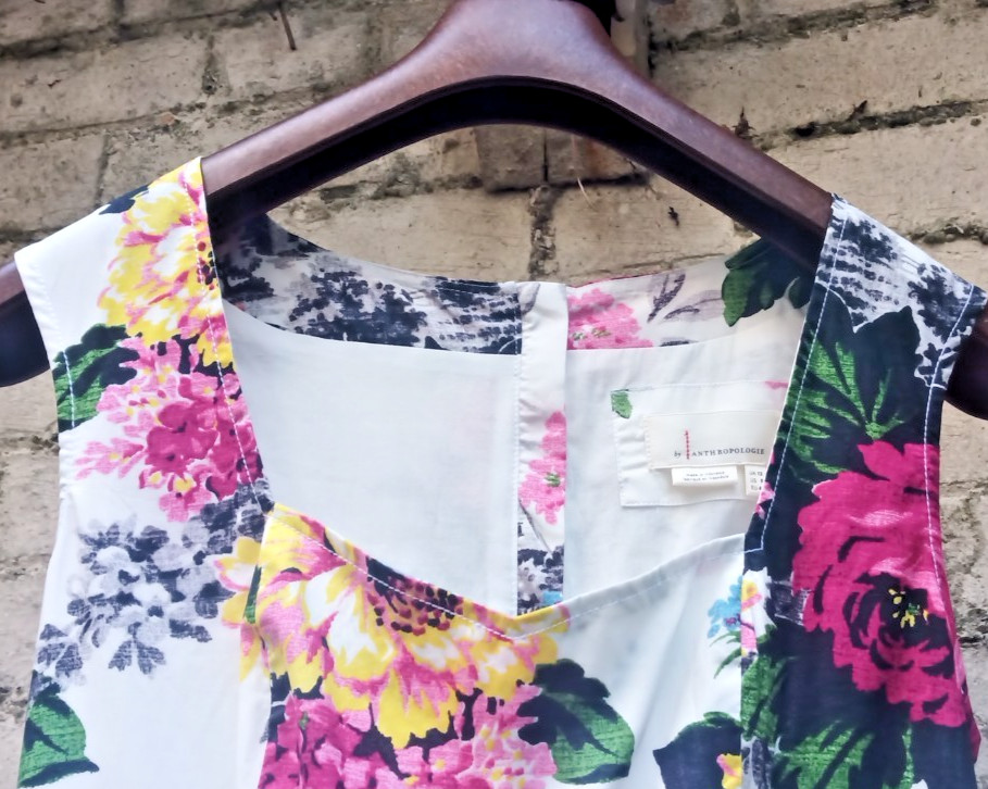 12 Anthropologie Amelia Fit & Flare Floral Cottage Cotton White Multi Midi Dress