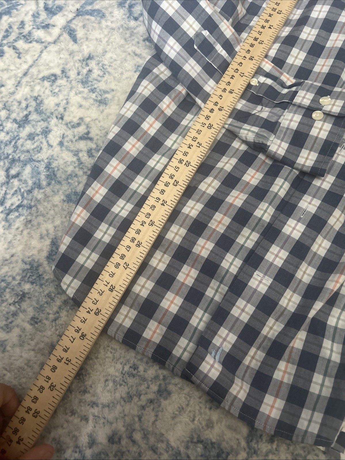 Johnnie-O Mens Large Brown Gingham Check Button Down Cotton Shirt Long Sleeve