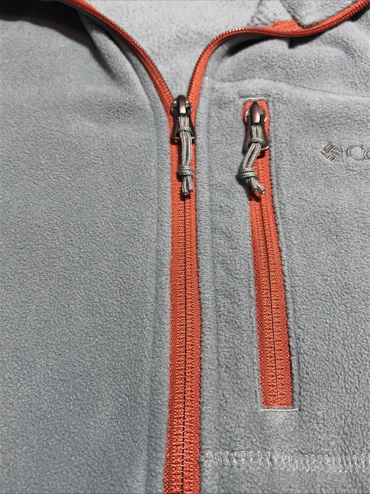 Mens L Columbia Fast Trek II Interchange Full Zip Blue Orange Fleece Jacket