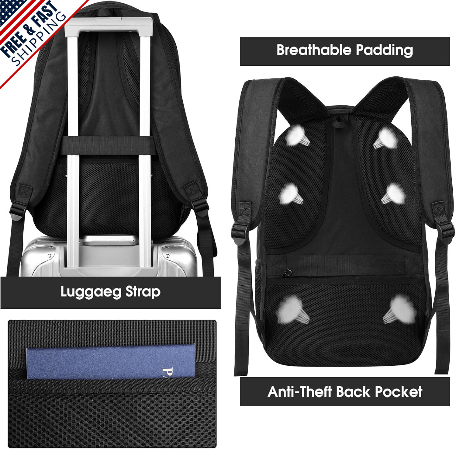Water-Resistant Backpack for 15.6″ Laptop – Unisex School Bag