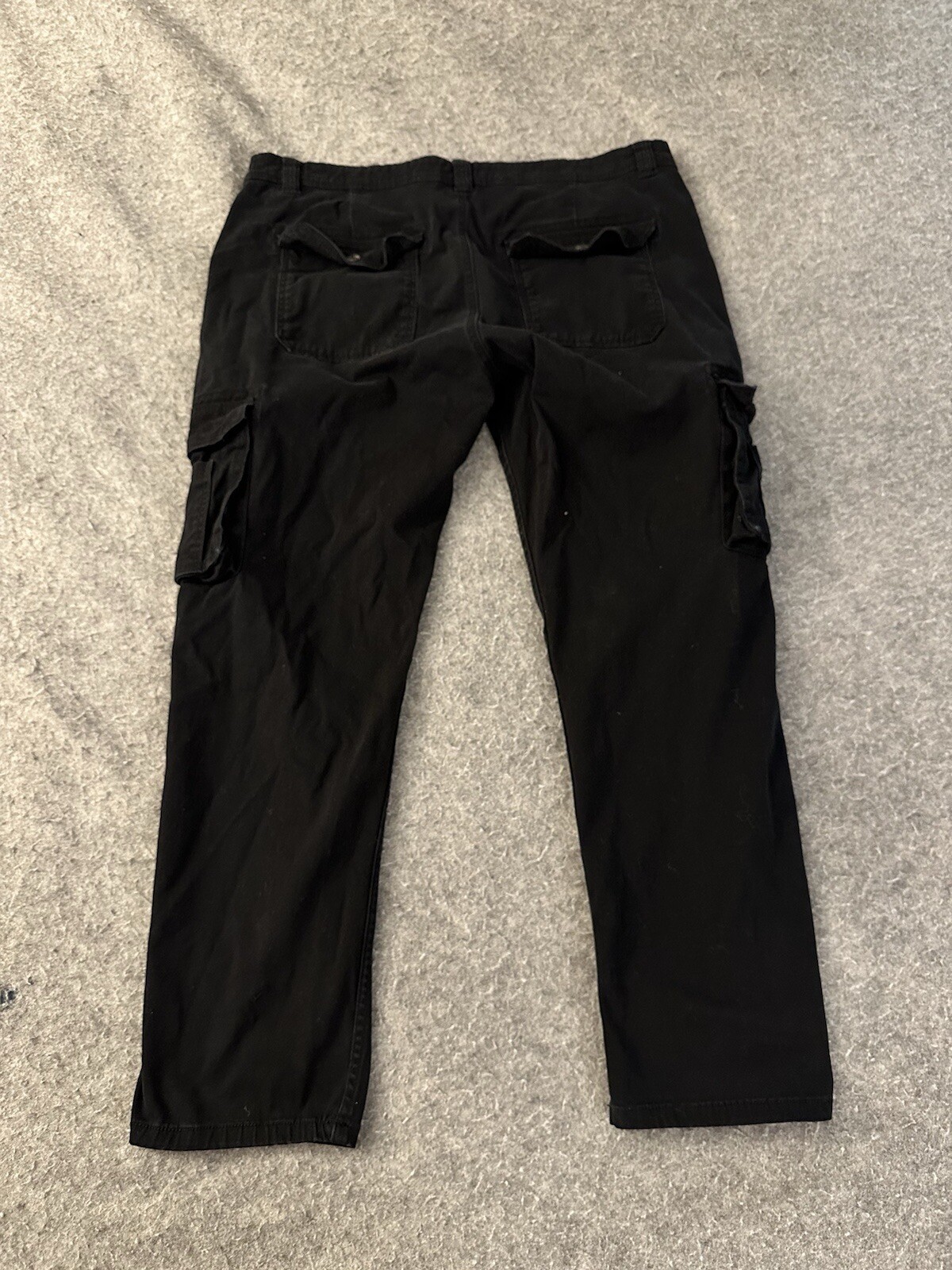 Cargo Pants Men 40×32 Black Straight Leg Outdoors Workwear Pockets Flat Front