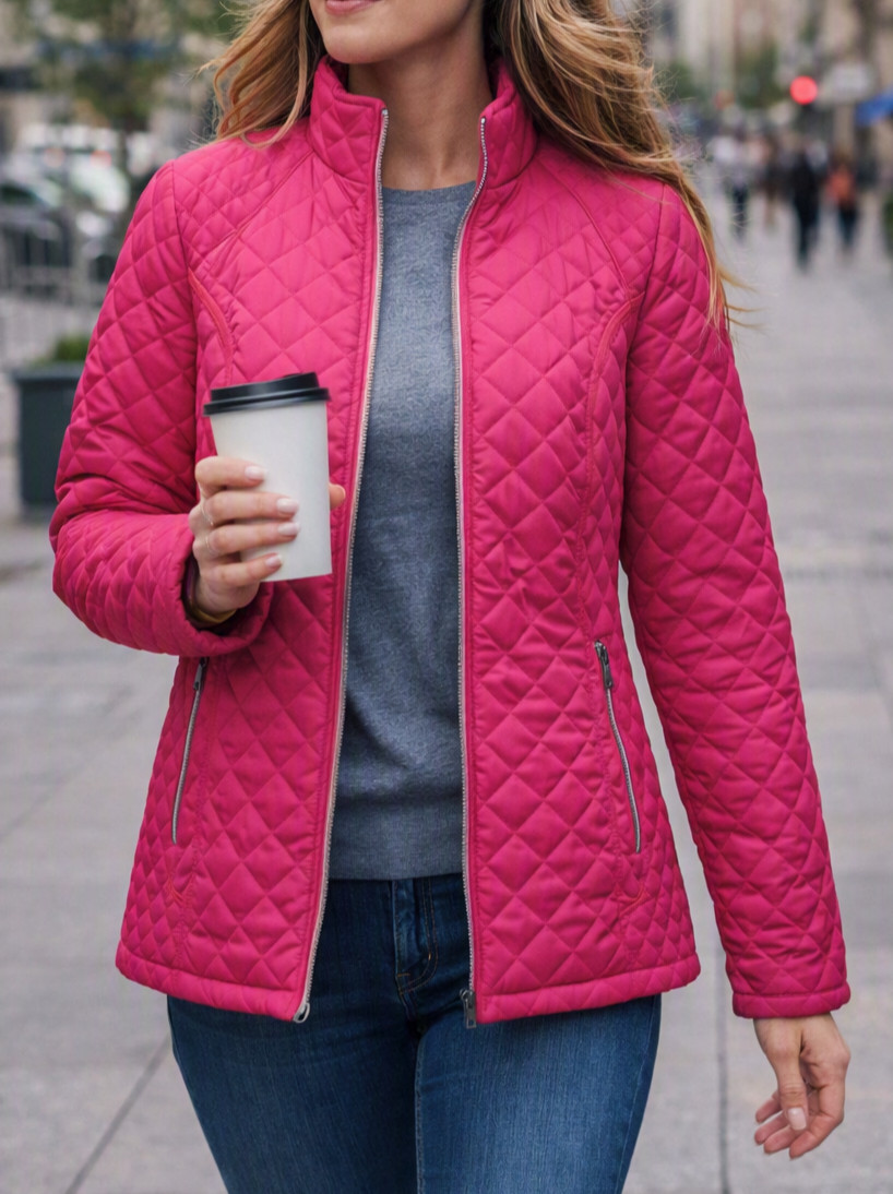 Jessica Graaf Hot Pink Quilted Padded Coat Zip Up Jacket Ladies Size 18 XLarge