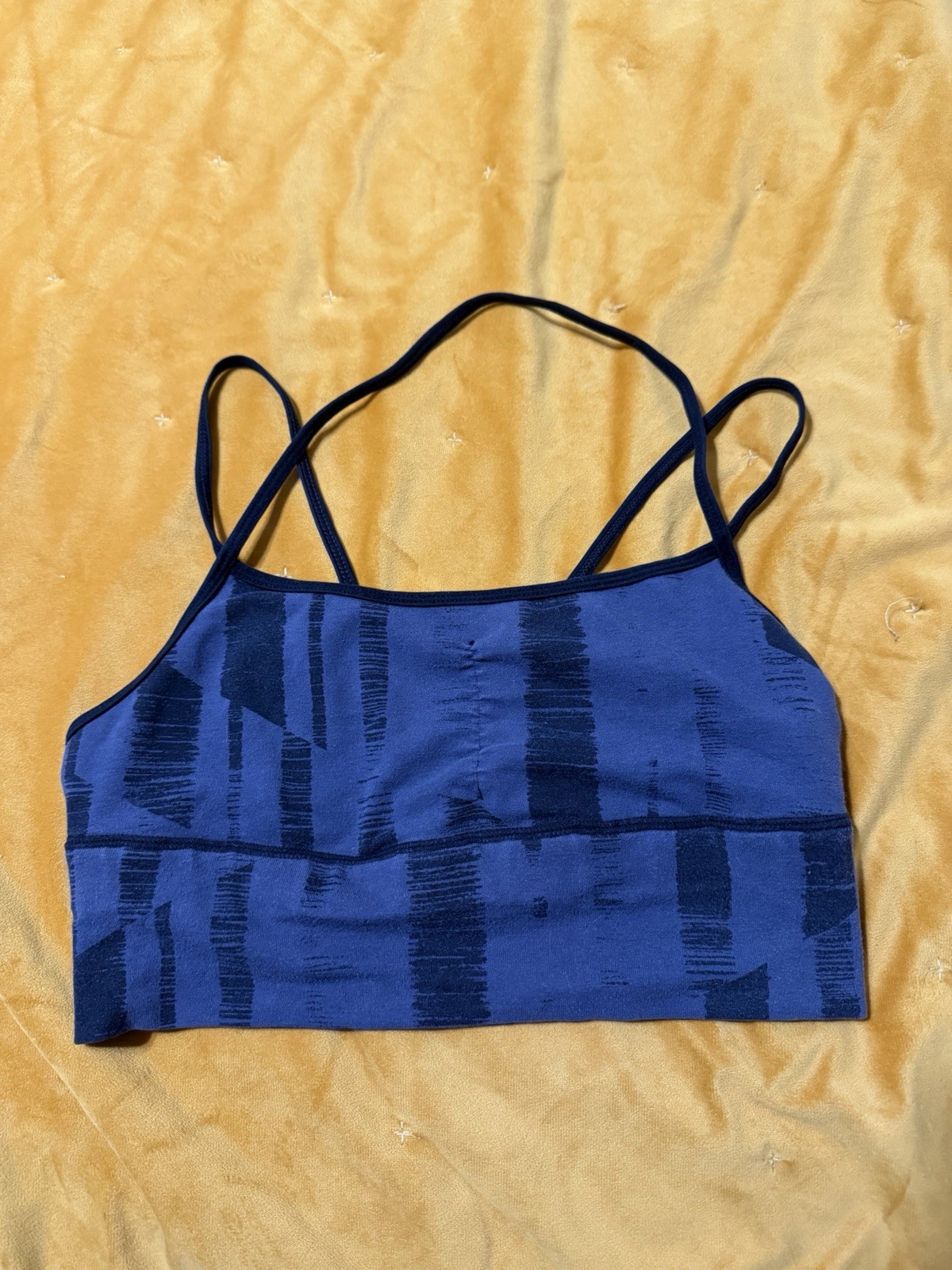 Other Women’s Sports Bra S Blue/Black Geometric Crossback Wireless Pullover