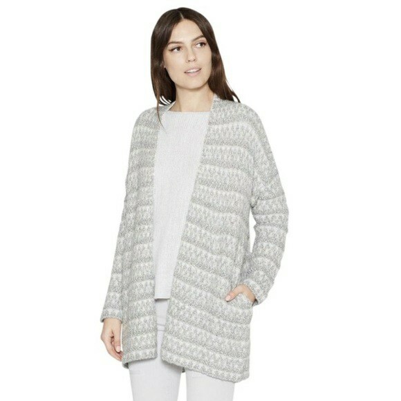 Joie Size S Loredo Boucle Cardigan Gray Knit Open Front