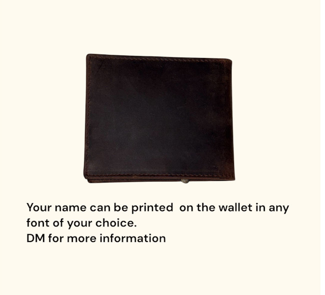 Premium Hunter Leather Wallet – Coffee Brown (Custom Name)