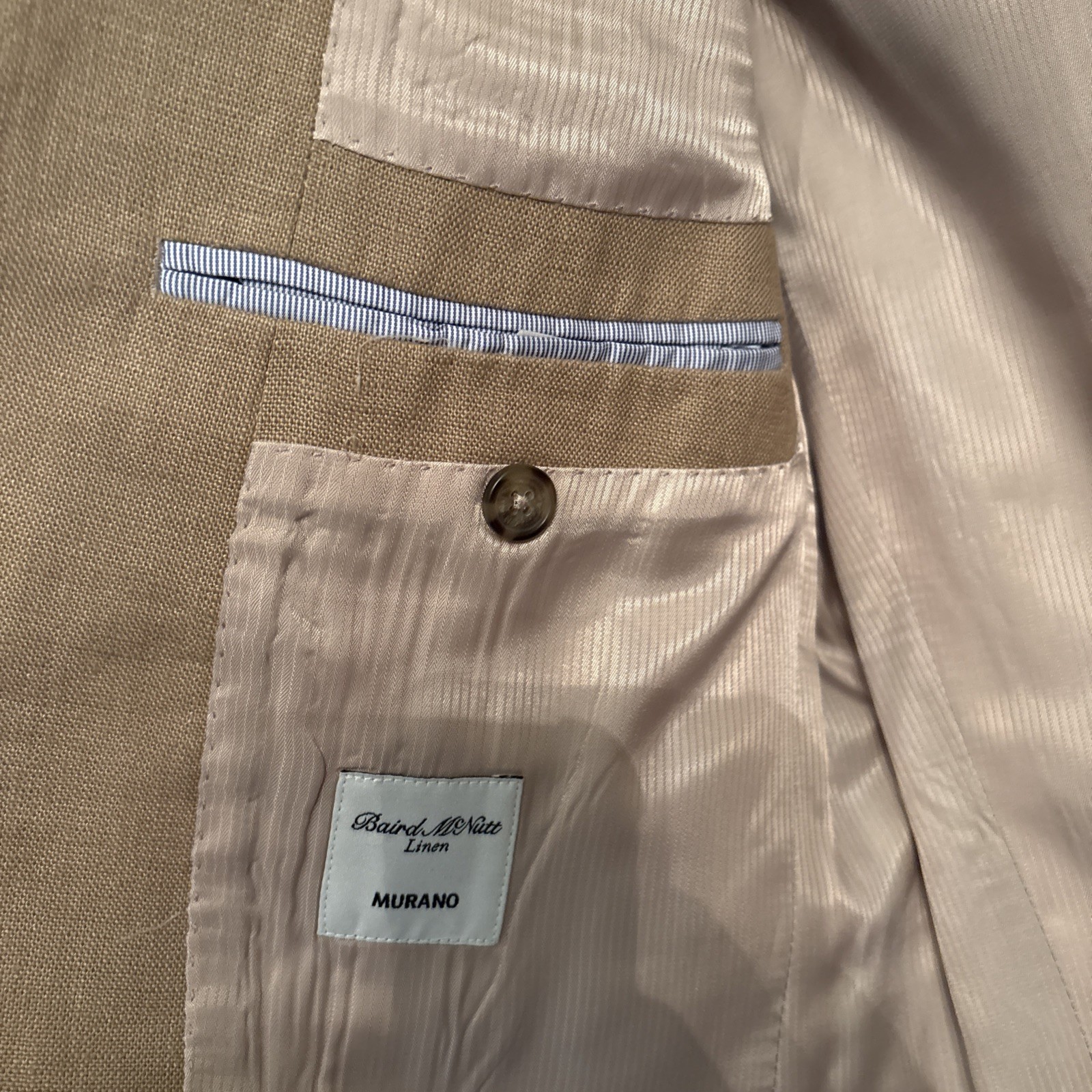 Baird McNutt Murano Men S Small Beige Brown 100% Linen Blazer Sport Coat Jacket