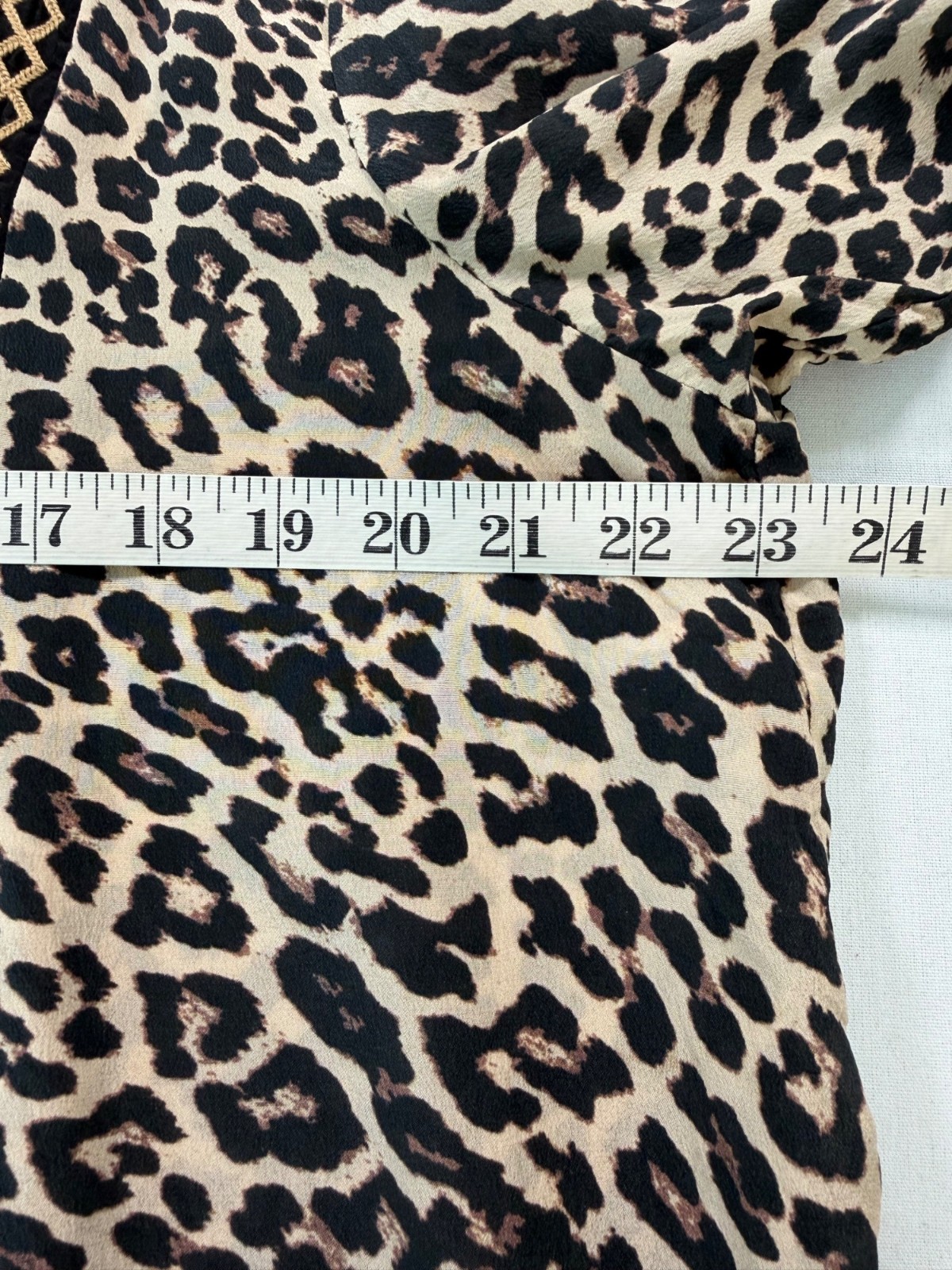 Johnny Was Diedre Tassel Yoke Blouse Embroidered Leopard Print Size X-Large