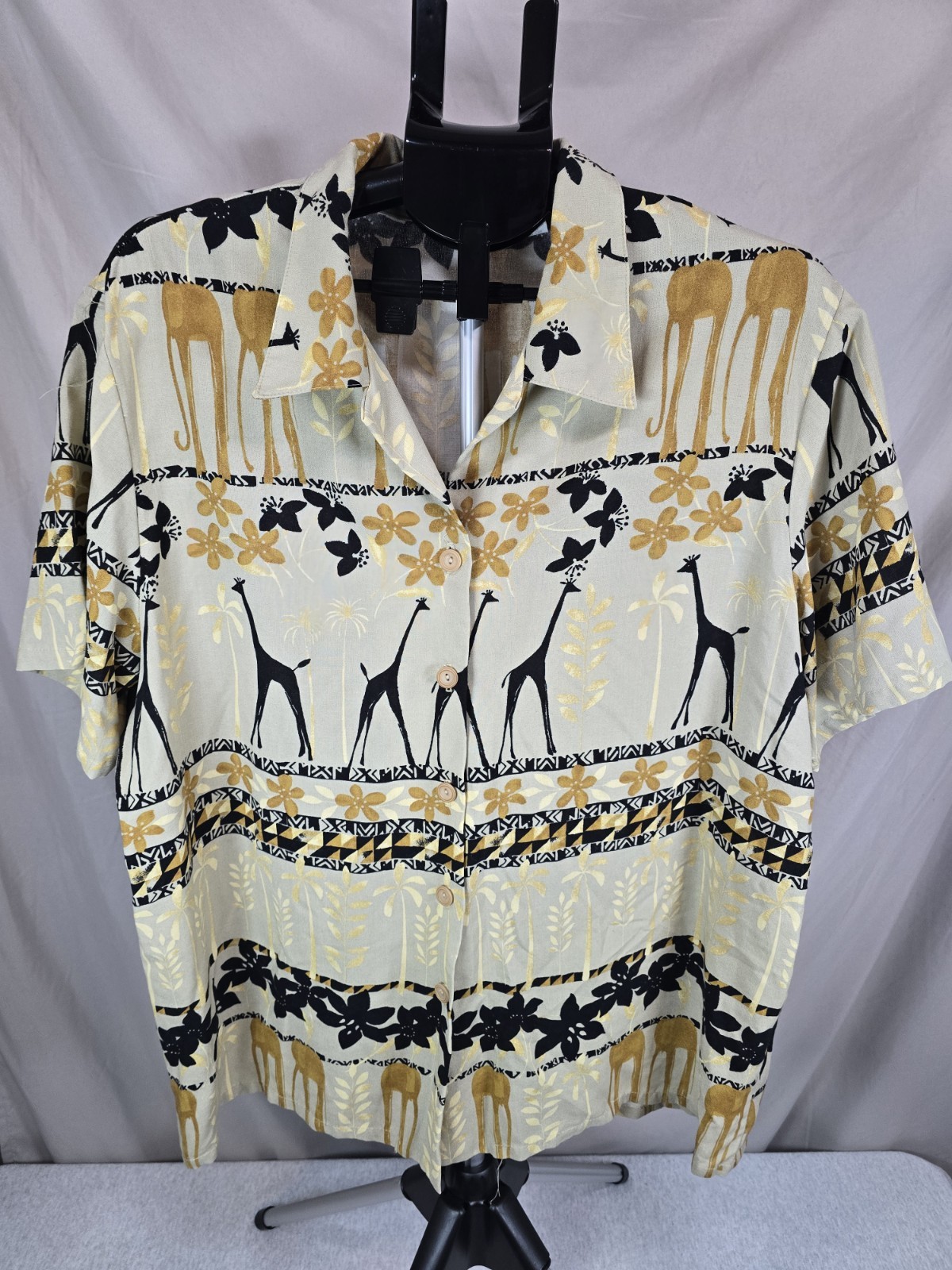 Vintage Cape Cod Plus Sportswear Button Up Shirt 2X 100% Rayon