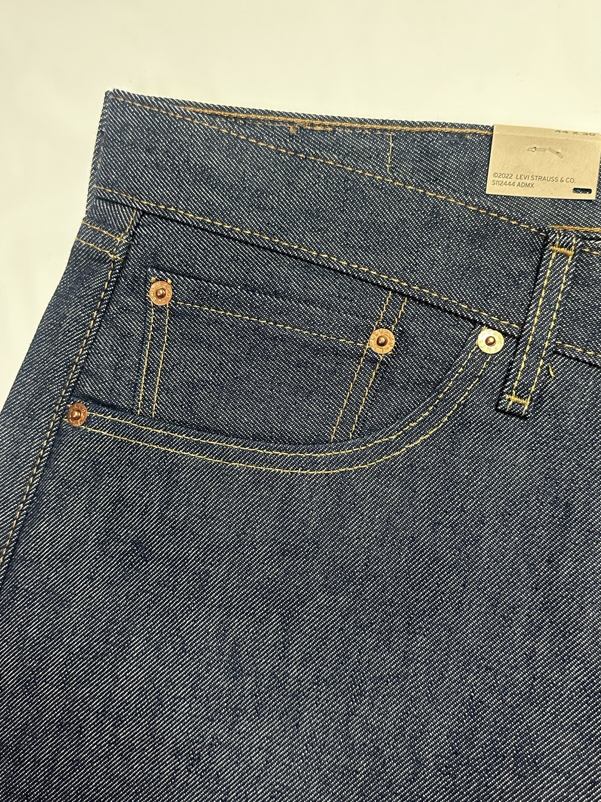 New Levi’s Men’s 501 Shrink-To-Fit Straight Jeans Rigid Blue Big & Tall 44 x 30