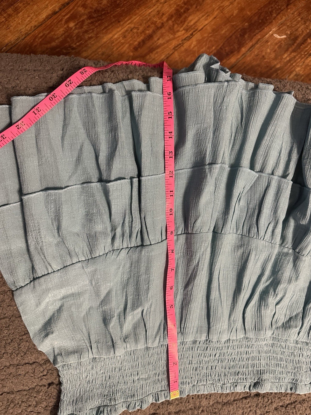 Halara Tiered Ruffle Skort Size L Dusty Blue Smocked Waist NWT Flowy Casual