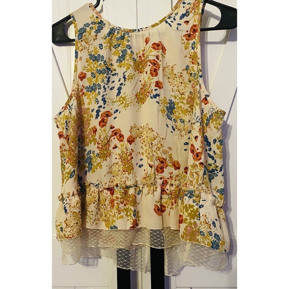 Disney Lauren Conrad Collaboration Blouse Womens Size s Lace floral Pink Ivory