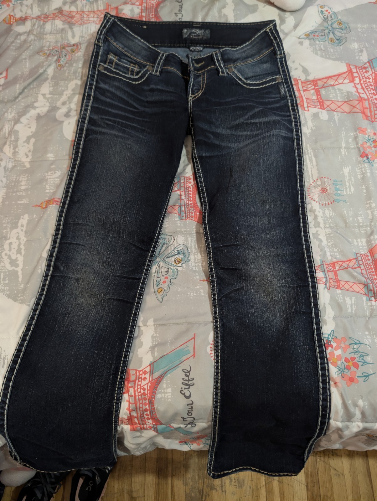 Silver Jeans Womens Jeans 28 Blue Dark Wash Slim Bootcut Mid Rise Stretch Logo