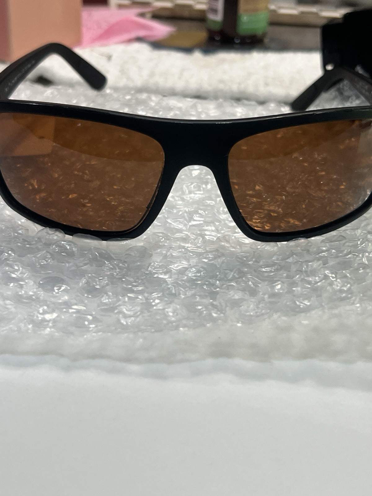 Maui Jim Men’s Rectangle Sunglasses Black Plastic Frame Brown Tinted Lenses
