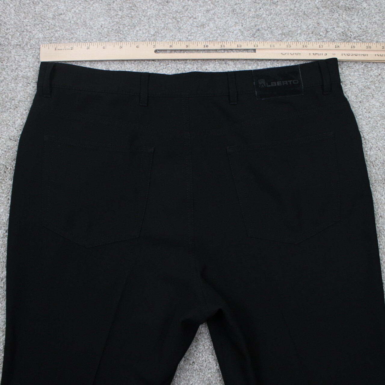 Alberto Pants Mens 36 x 28 Black Tom Ceramica Poly/Viscose Stretch Flat Front