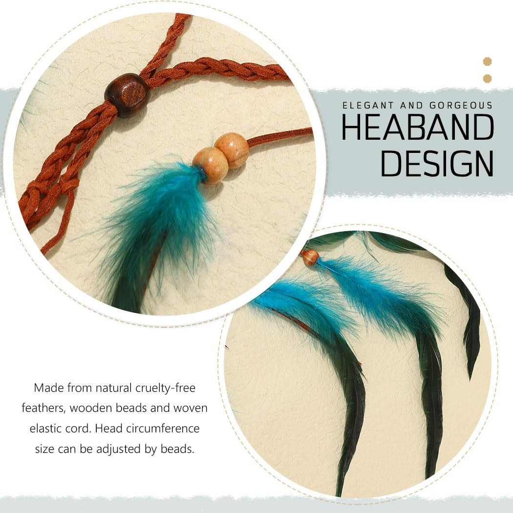 Boho Feather Headband Hippie Headpiece Gypsy Indian Costume Headdress Hair Acces
