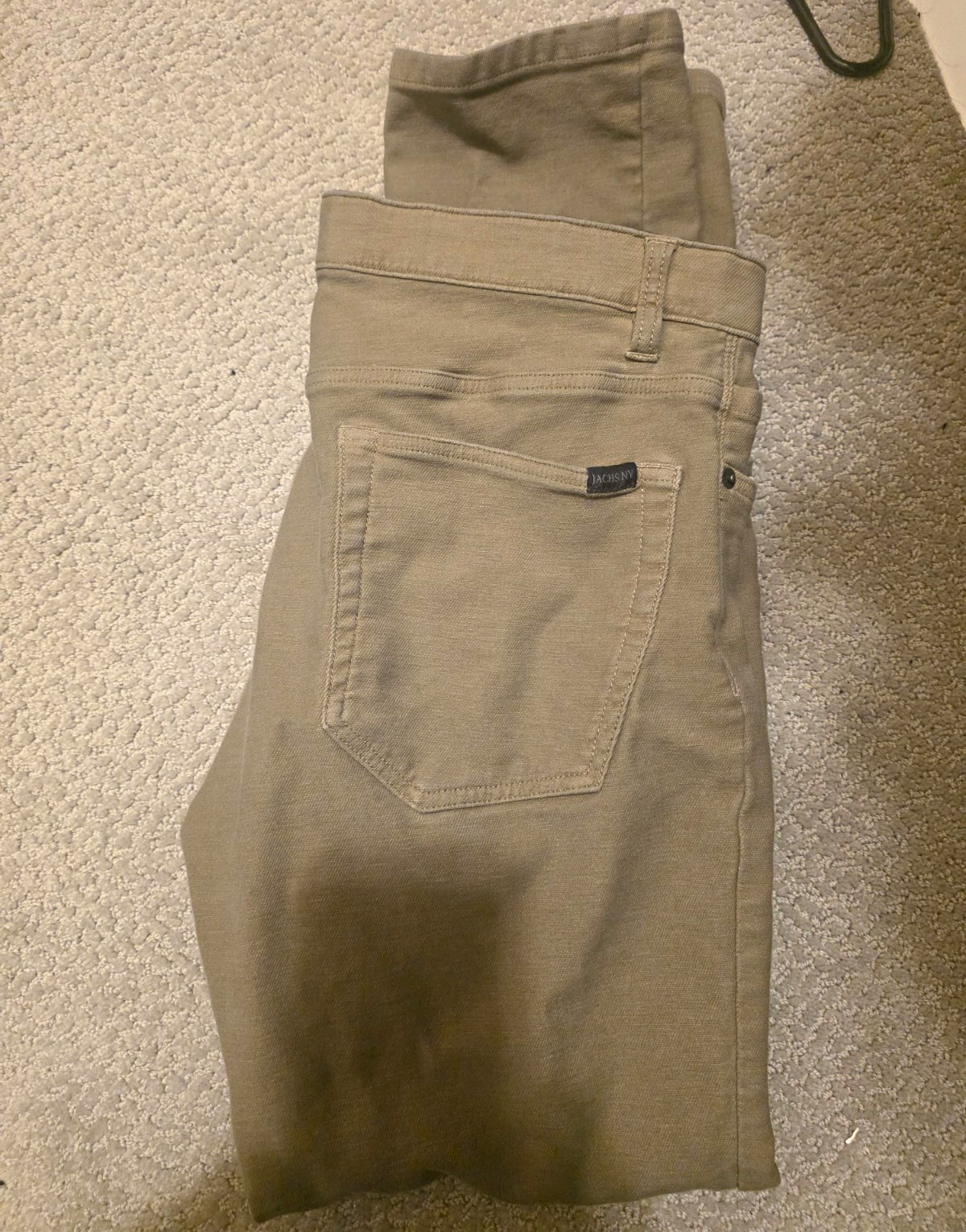 JACHS Men’s Beige Canvas Cotton Pants 34W Straight Leg Regular Fit Pockets