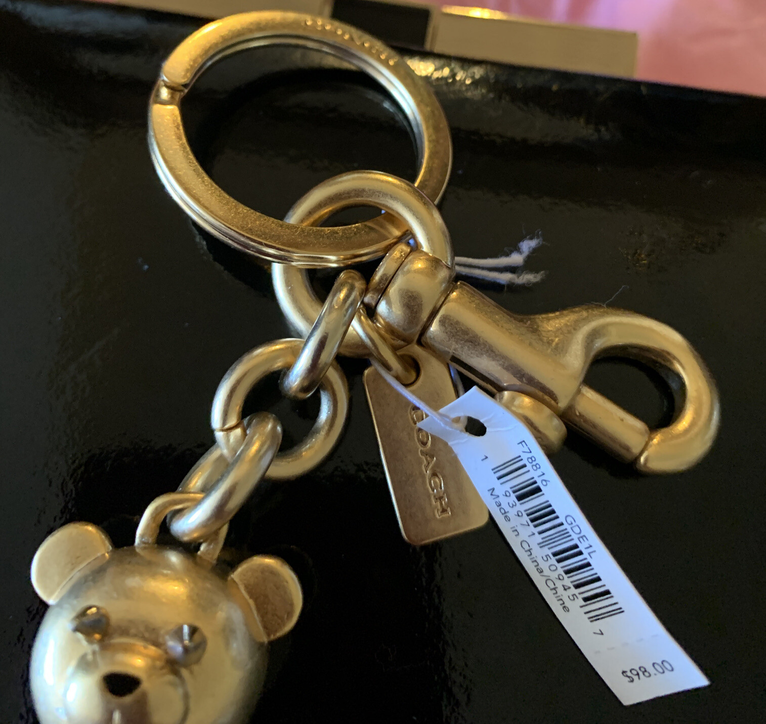 NEW COACH X STAR WARS HAN SOLO BEAR SOLID METAL GOLD TONE/MULTI KEY/FOB CHAIN