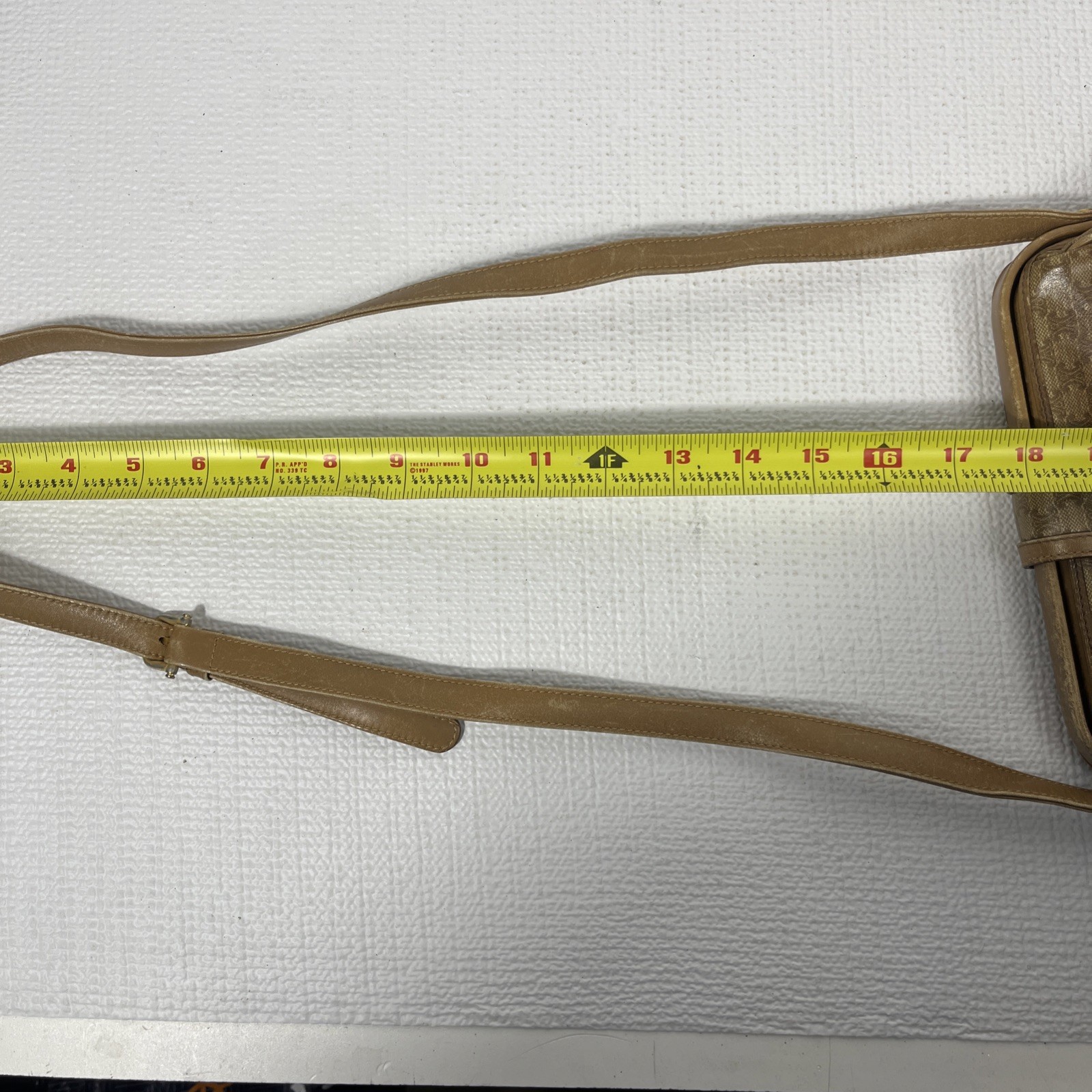 VTG CELINE Paris Macadam Monogram Leather Crossbody Bag Brown Trim