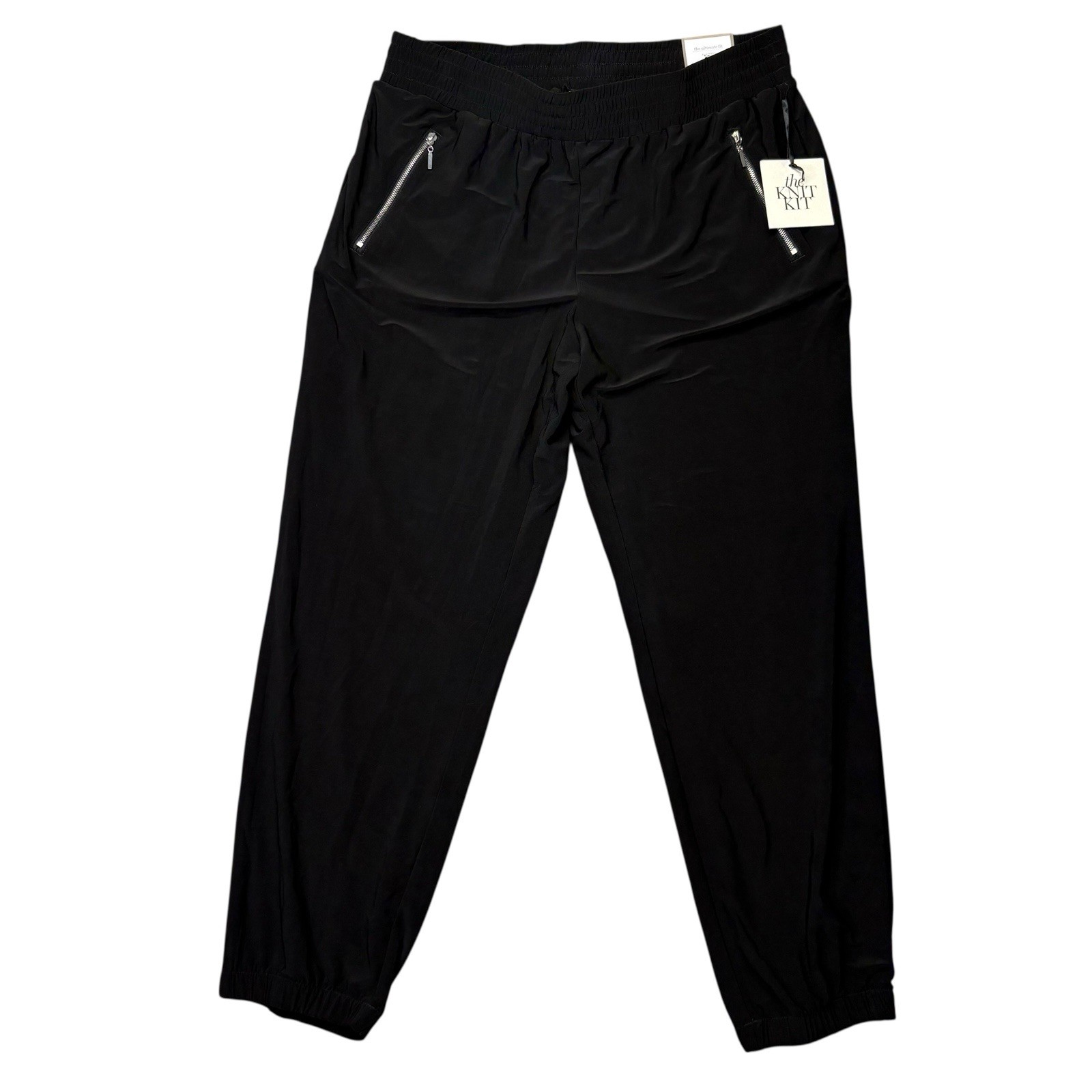 Chicos Womens Pants 1 Black Joggers Liquid Knit Stretch Ultimate Fit Comfort