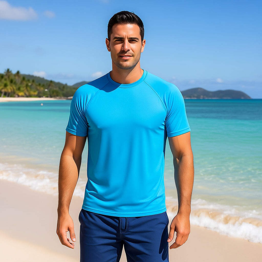 Hardcore Men’s Short Sleeve Rash Guard Surf Shirt – Relaxed Fit Swimwear Designe