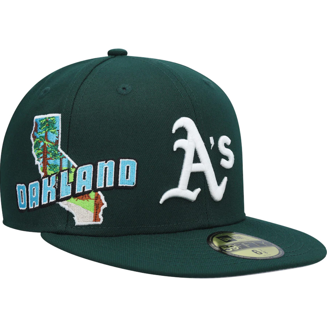 New Era Oakland Athletics State View 59FIFTY Fitted Hat Cap Green Size 7 1/8