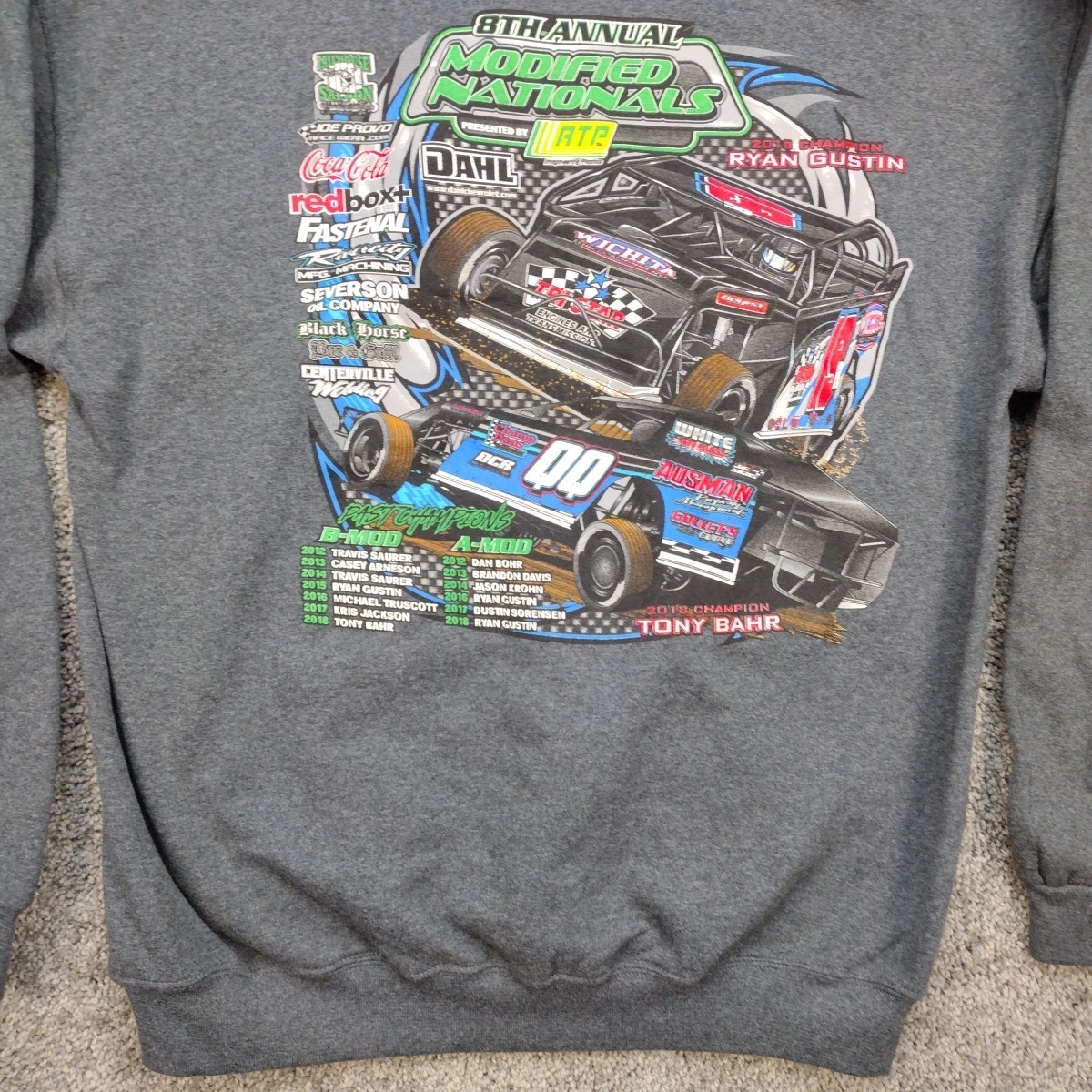 Modified Nationals Speedway Dirt Track Racing Dbl Sided Graphic Hoodie XL Bahr