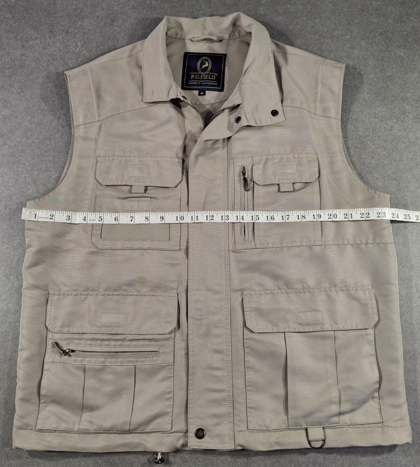 PG Field Mens Black Beige Weatherwear Gilet Bodywarmer M Medium Outdoor Full Zip
