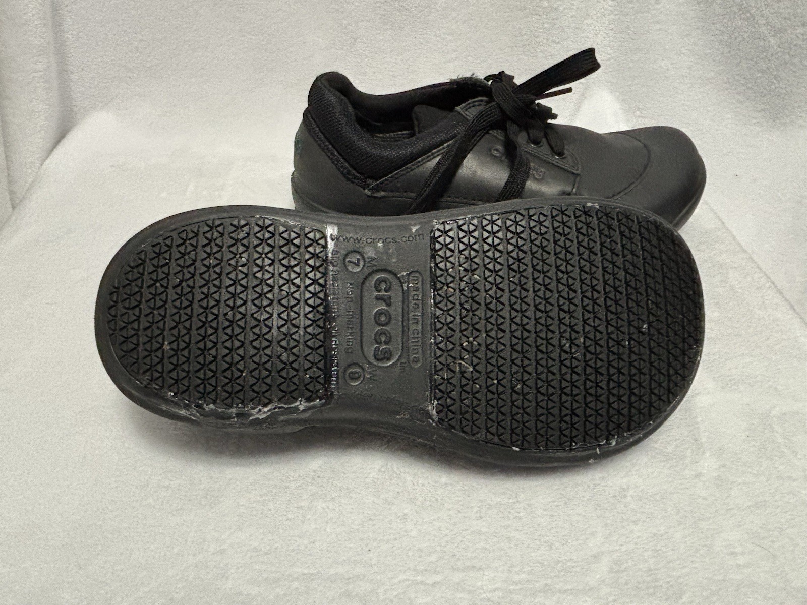 Crocs Velocity Lace Up Work Shoes Black Slip Resistant M7 W9