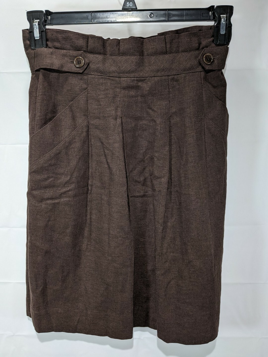 BCBGMAXAZRIA Women’s Brown High Rise Pleated Lined Knee length Pencil Skirt sz 6