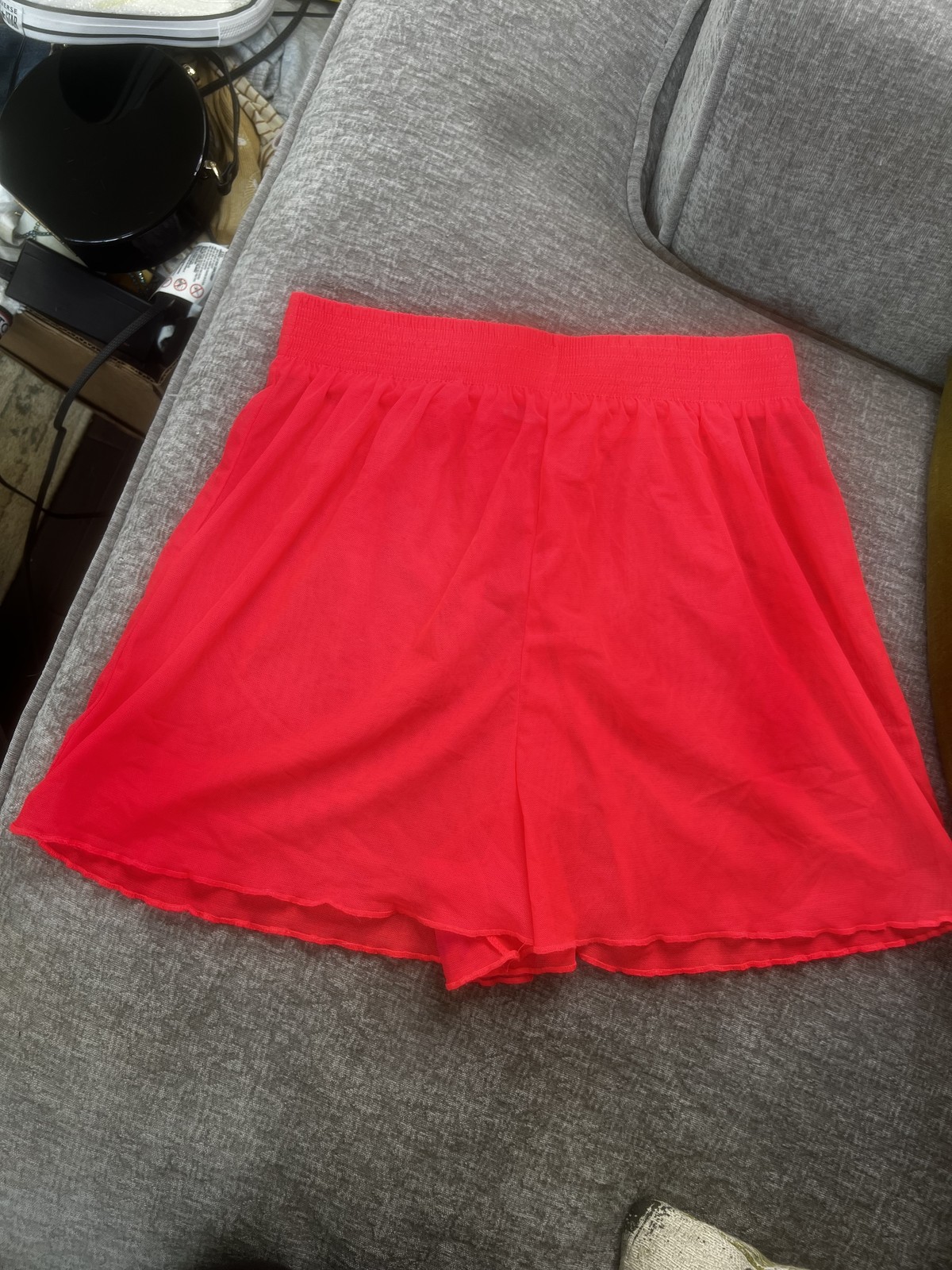 OP Sheer Red Mesh Shorts Womens Large 77 Nylon 23 Spandex Neon Athletic USA
