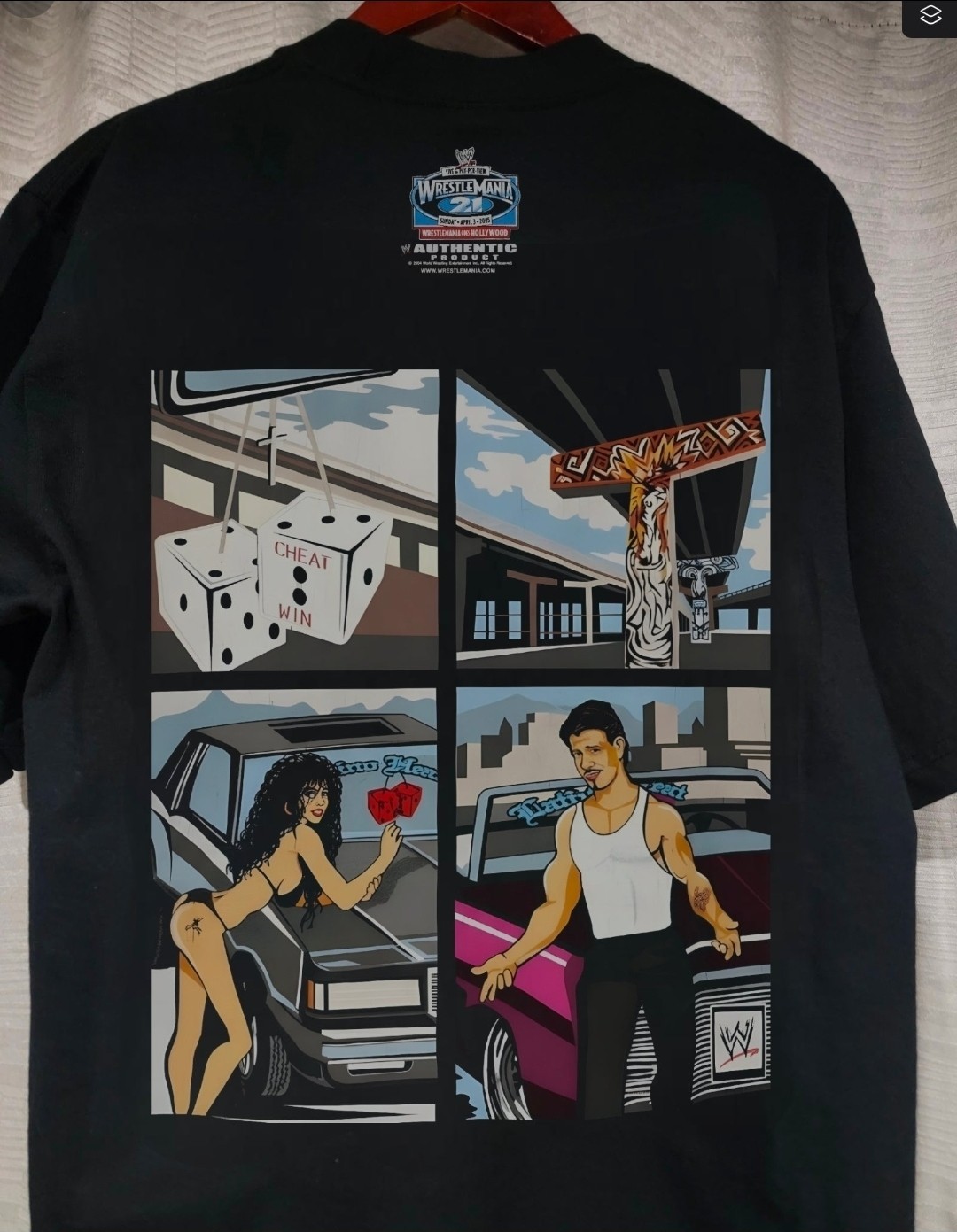 EDDIE GUERRERO GTA ON A SHAKA SUPERMAX HEAVYWEIGHT GARMET DYED T SHIRT