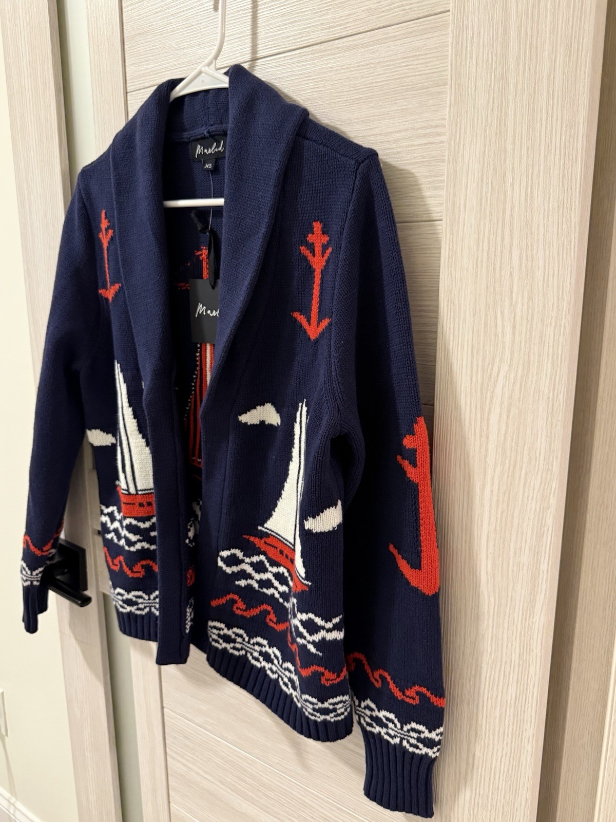 Sailboat Lodge Cardigan in Dark Navy XS