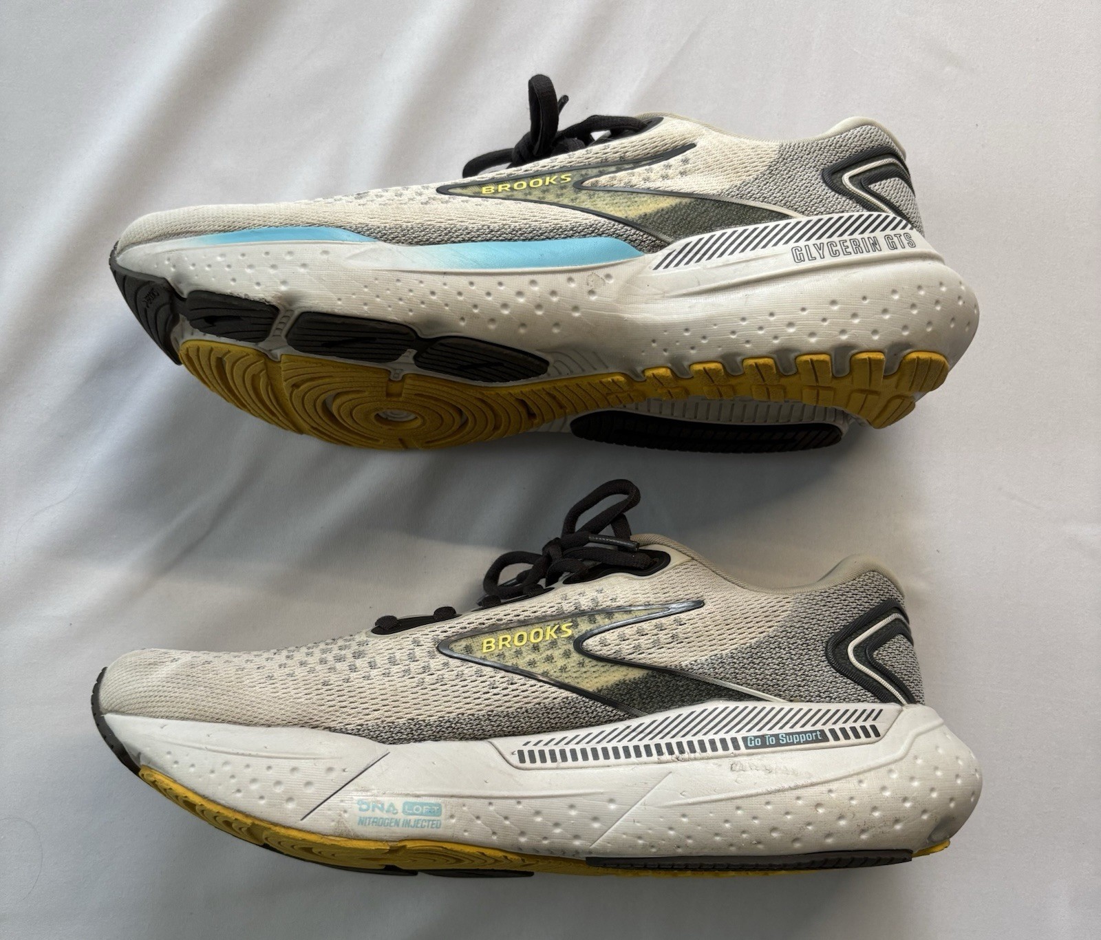 Brooks Running Shoes Men’s Glycerin GTS 21 Coconut Forged Iron Yellow Size 9