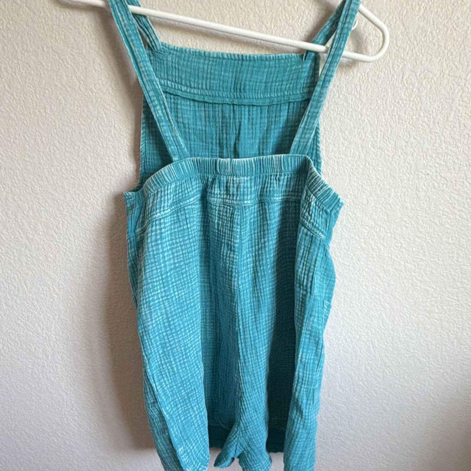 Women’s Zenana Blue Cotton Woven Square Neckline Romper One Size