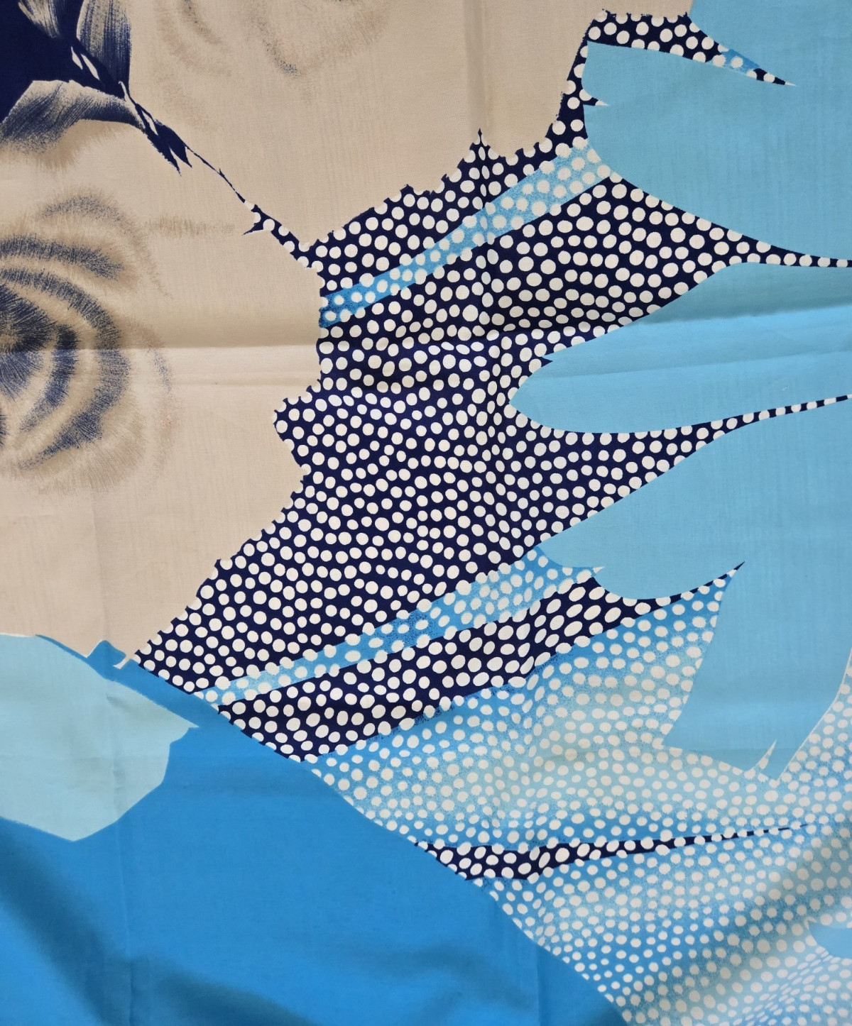 Vintage LEONARDI Silk Scarf in Shades of Blue + Tan. 31.5 inches x 31.5 inches