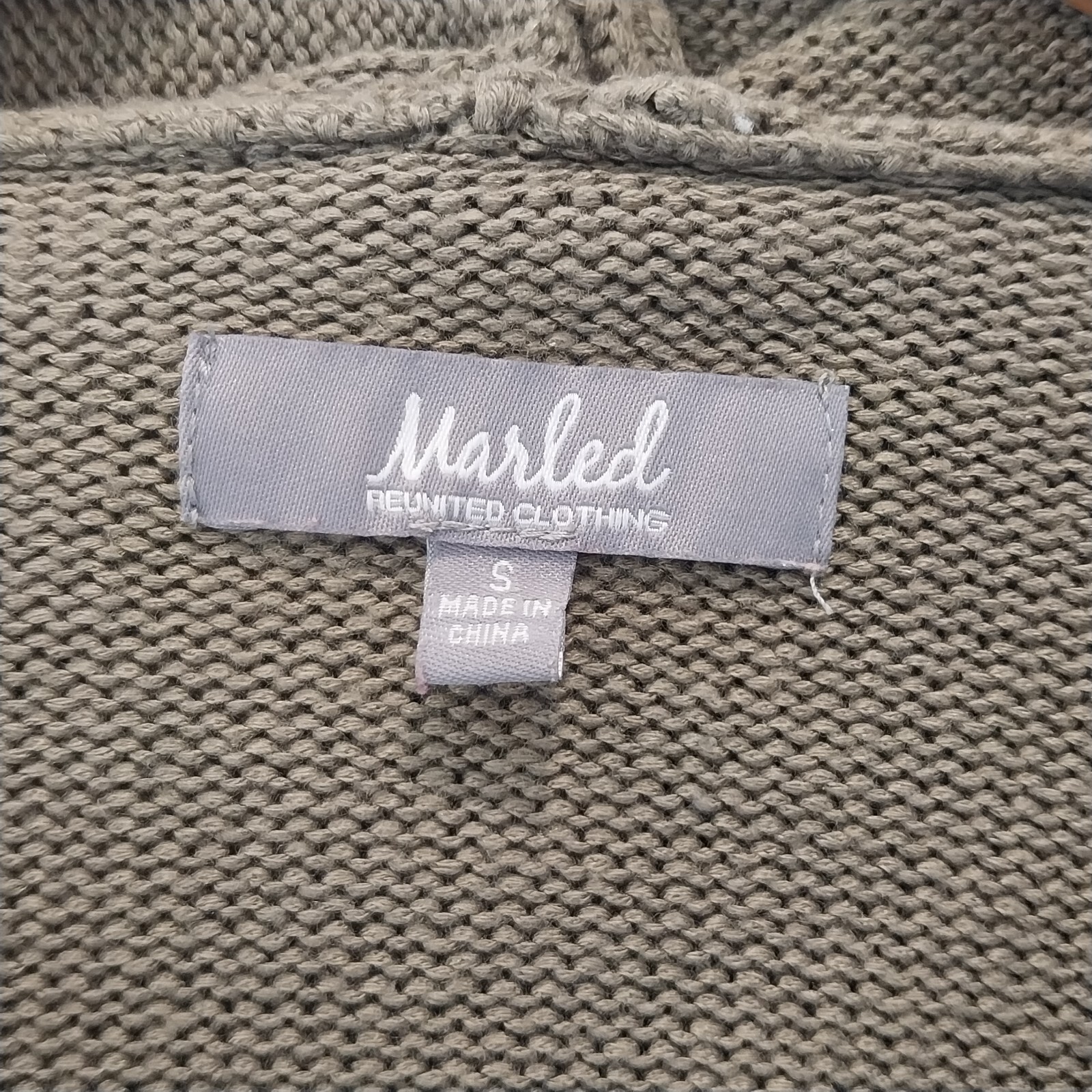 MARLED Hooded Pullover Sweater Womens S Olive Green Long Sleeve Kangaroo Pocket