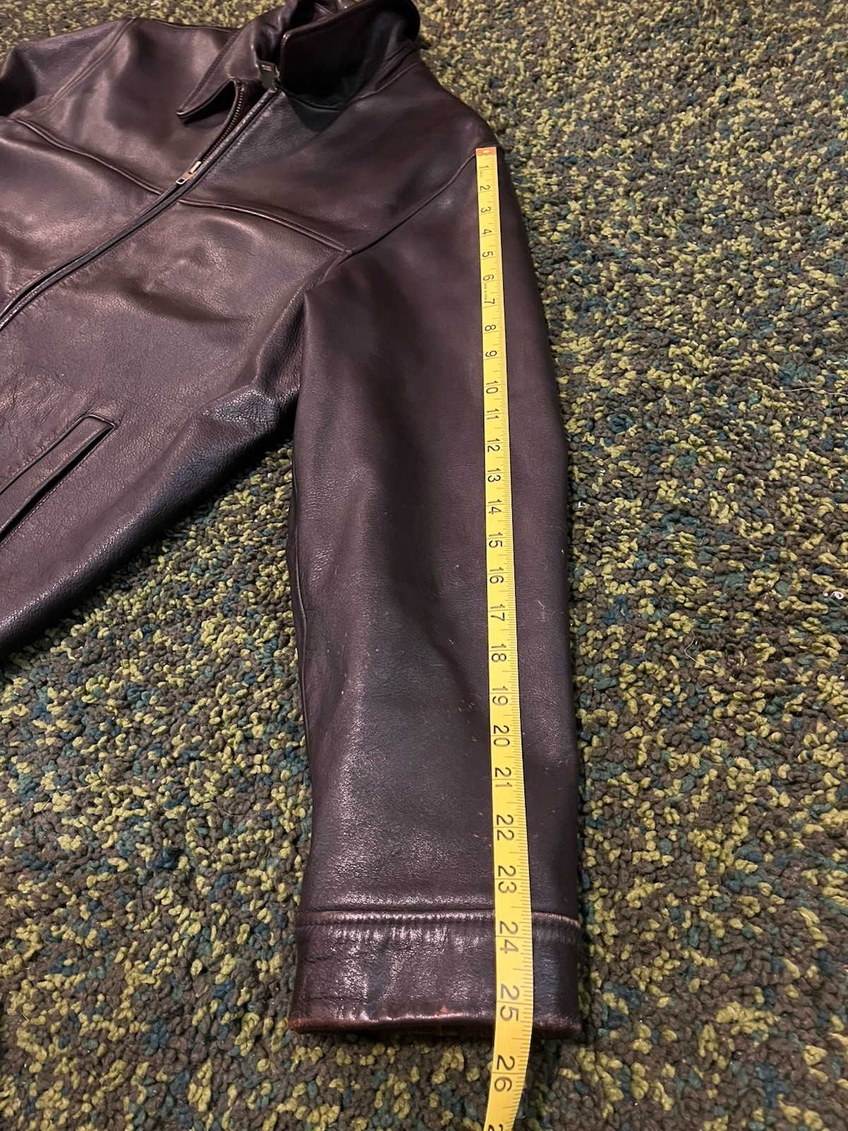 Eddie Bauer Men’s Brown Leather Full Zip Lined Jacket Point Collar Size L