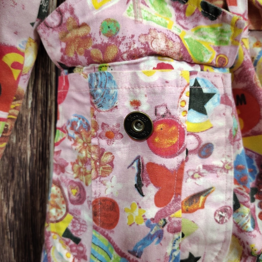 Fiorucci Trench Coat Pop Art Jacket Graphic Roses Mermaid Coquette L AOP VTG