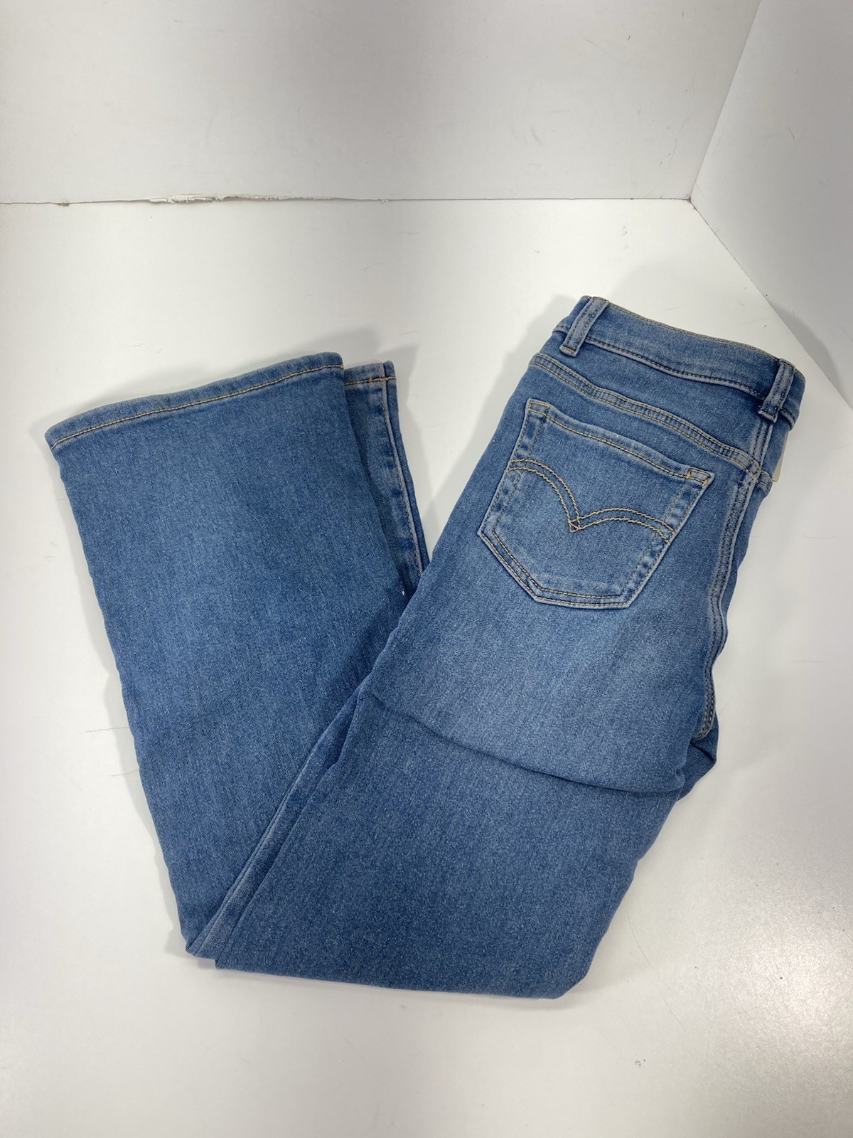 Levis 726 Flare Jeans Girls 8 24X26 Blue Denim Stretch Adjustable High Rise NWT