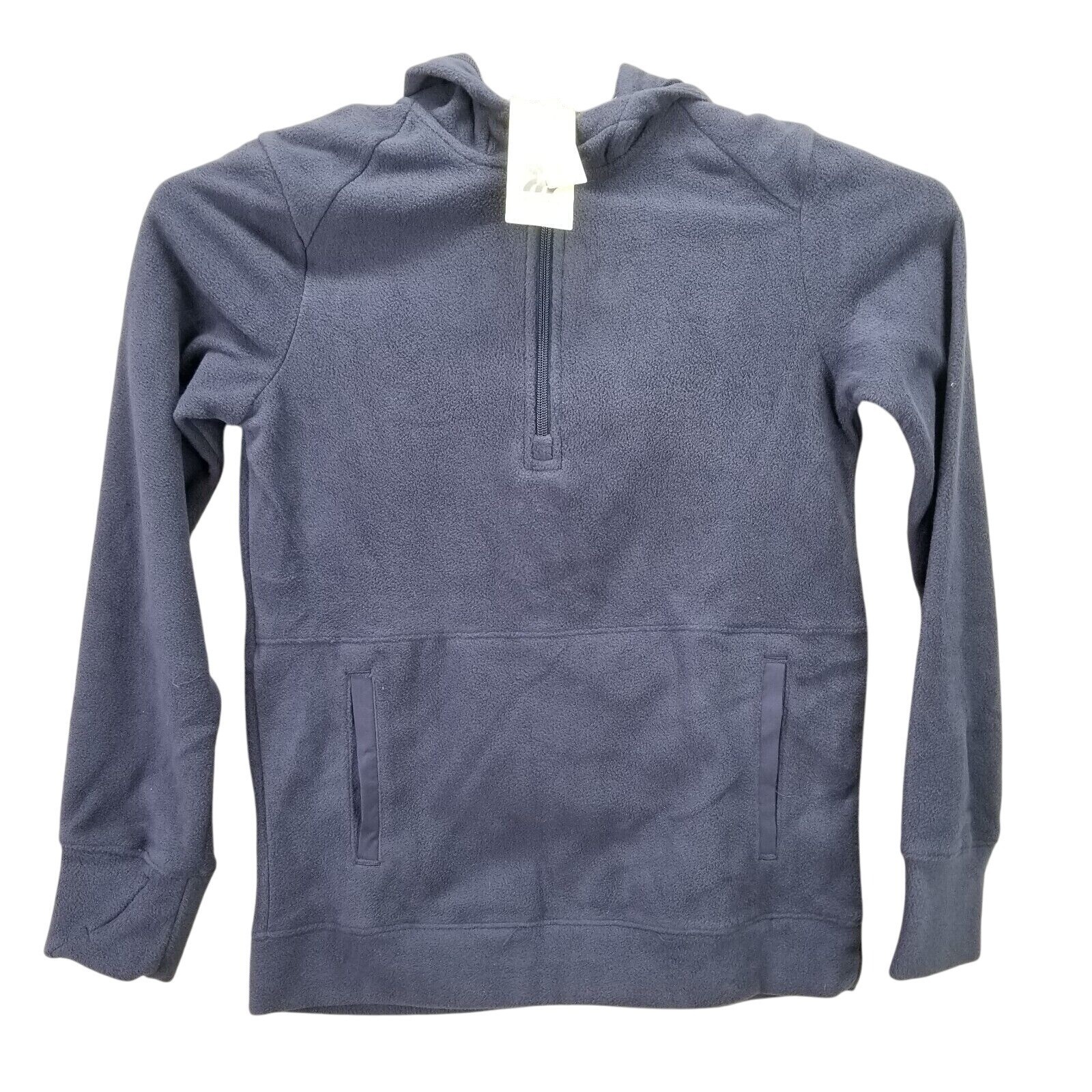 Boys All in Motion Blue Microfleece Pullover Hoodie Sweatshirt 1/4 Zip L (12/14)