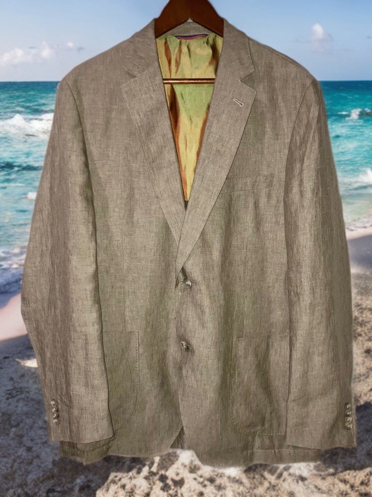 Kroon 100% Linen Blazer Jacket Sport Coat Light Brown Bono 2 Mens Size 42L NWOT