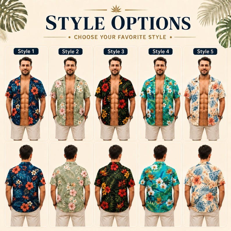 Funny Muscle Illusion T-Shirt, 3D Hawaiian Beach Graphic Tee Summer Vacation