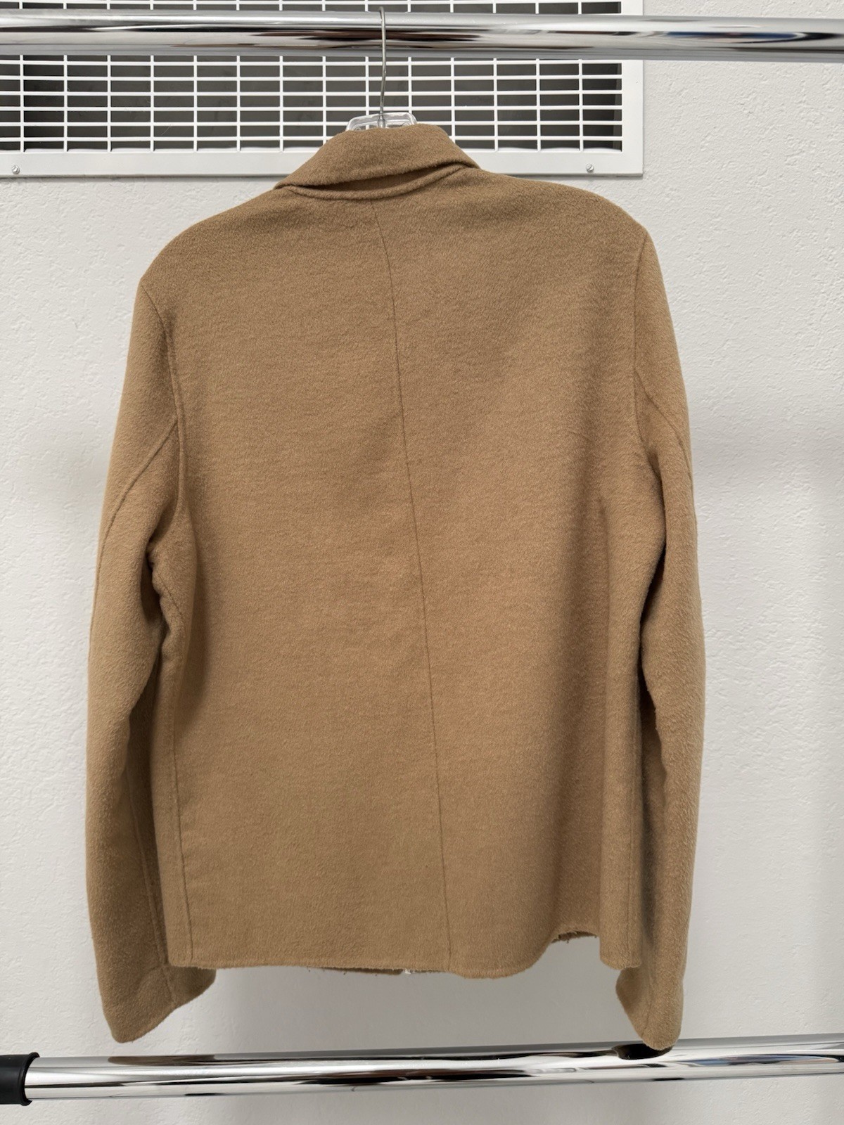 ZARA Men’s Camel Wool Full Zip Unlined Collared Jacket w/ Pockets Size Small